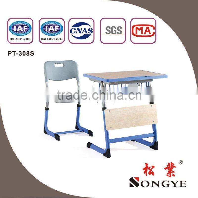 (M1)Cheap plastic steel tube school writing chairs with board,school desk and school chair ,school furniture