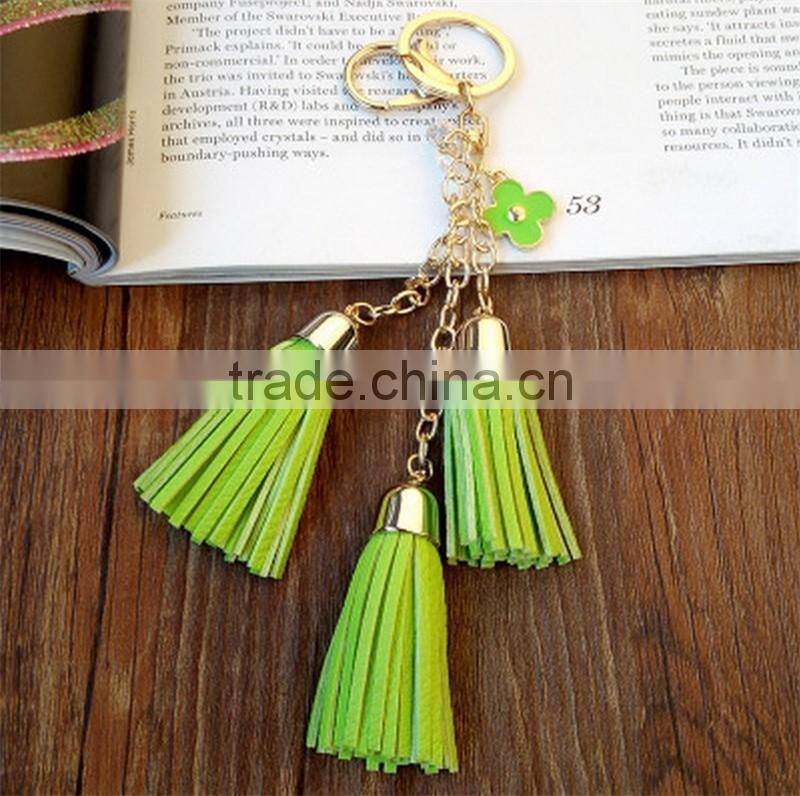 Luxury leather tassel car keychain