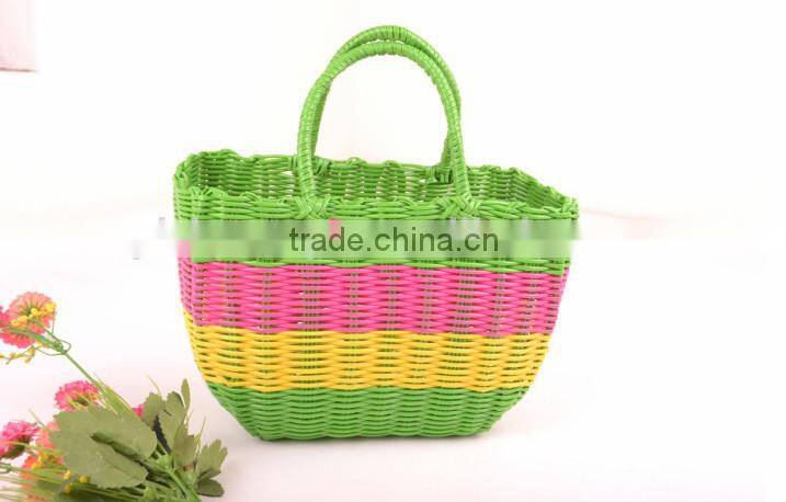 laundry soft cheap crochet PP straw bag woven shopping basket