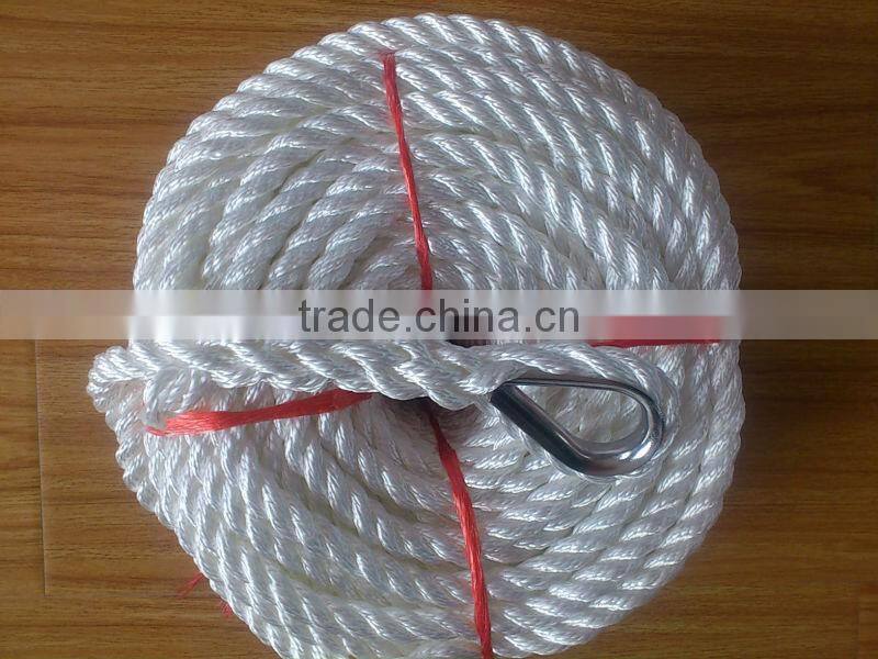 High-strength polyester rope with loop