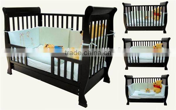 EN716 Certified multifunctional solid wooden baby cot bed