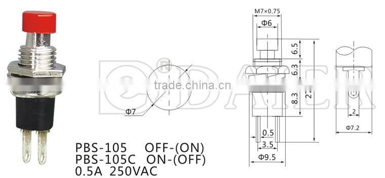 PBS-105C 7mm push to open switch