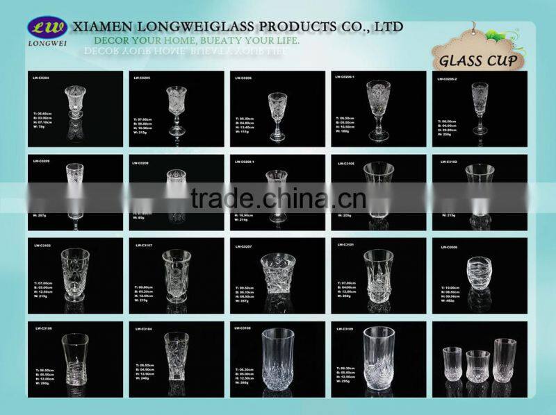 Tall wholesale flower carved glass cup set