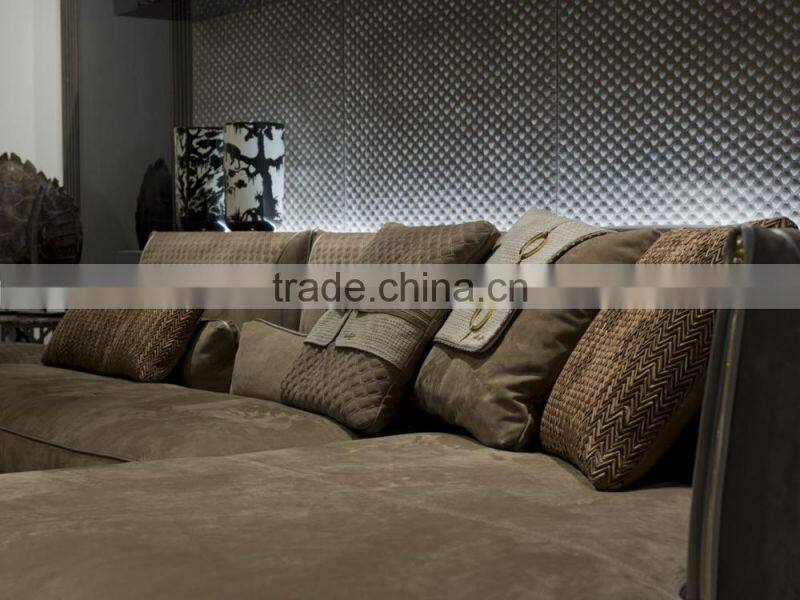 Italy Style Living Room Sectional Sofa Set/ Post-Modern Design Fabric Chesterfield Couch Daybed/ Luxury Stylish U-shape Sofa Set