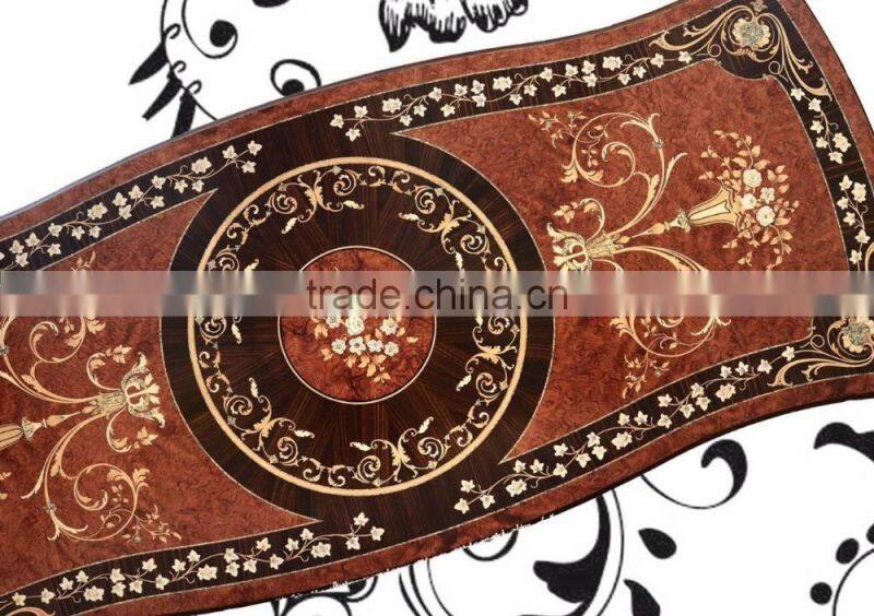 Fabulous Italy Baroque Design Marquetry Dining Room Furniture Royal Wooden Carving Dining Table Set For 8 People
