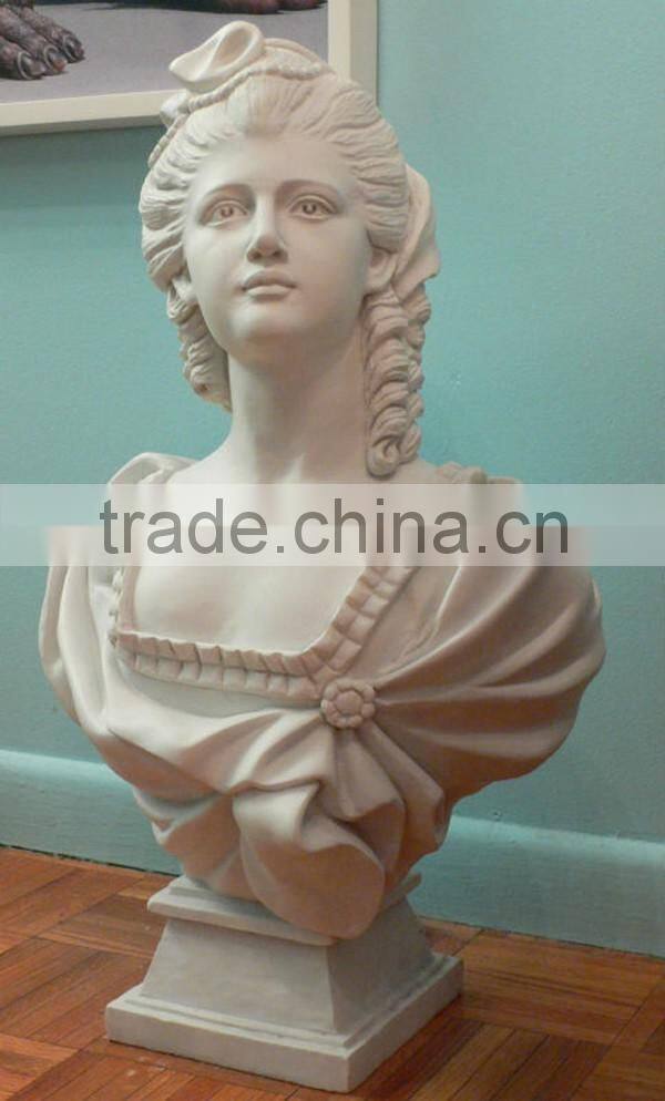 Hand Carved Graceful Female Woman Marble Bust Statue