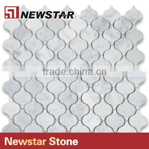 Newstar Cheap White Carrara Marble Lantern Mosaic Tile Backsplash Wall