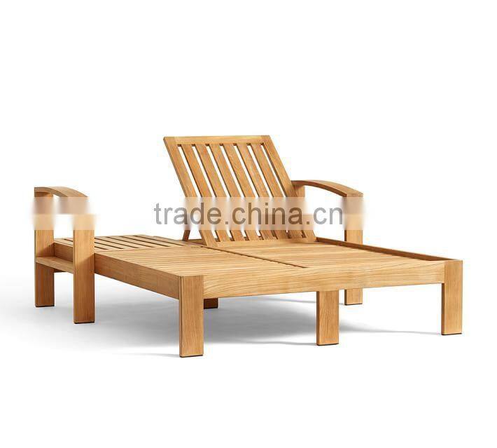 Solid wood double garden sun lounger wooden beach lounge chair