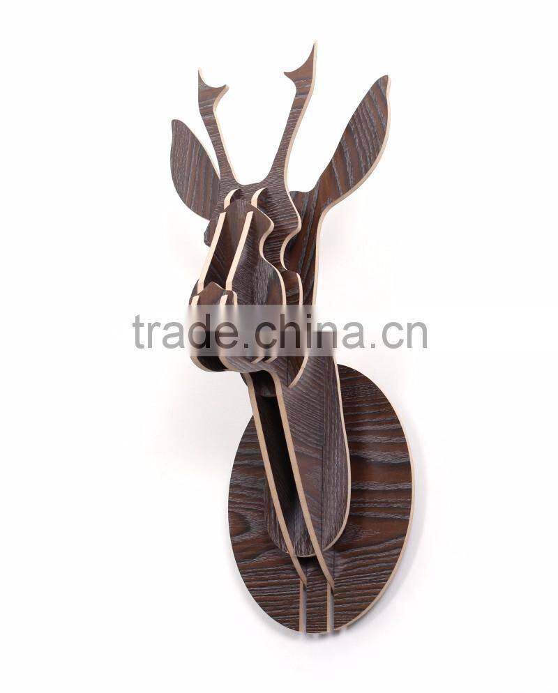 indoor wall mounted wooden little deer head decoration