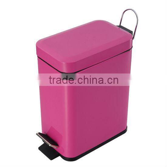fasionable top polishing body red powder coating with pedal trash bin rublish bin garbage canister