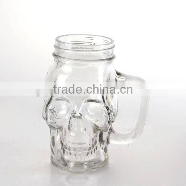 14oz skull glass bottle decorative jars mix glass skull lid shaker