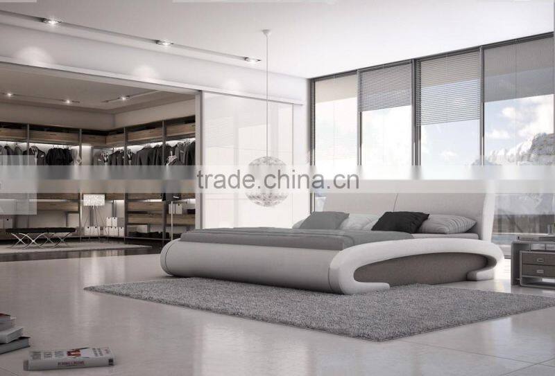 Hot selling soft modern leather bed with speaker