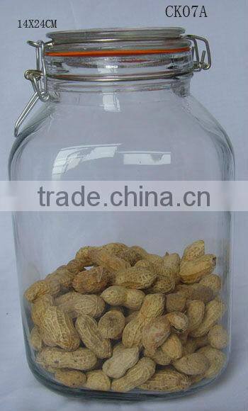 clear square glass cookie jar with clip lid food stroage airtight jar