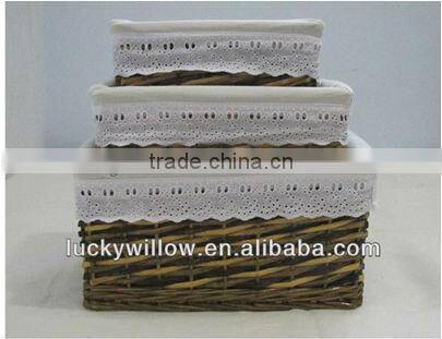 3 of set wicker basket with liner wholesale factory supply