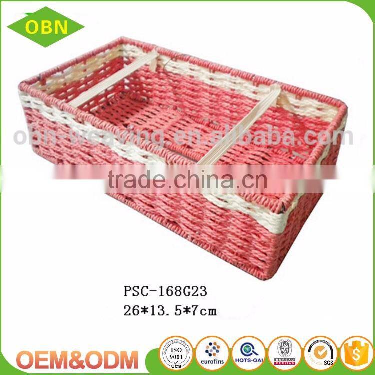 Custom eco-friendly material cheap decorative paper rope hand woven paper tissue napkin holder