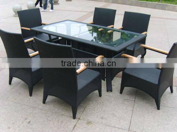 rattan outdoor/living room furniture PE rattan dining sets for 6 persons