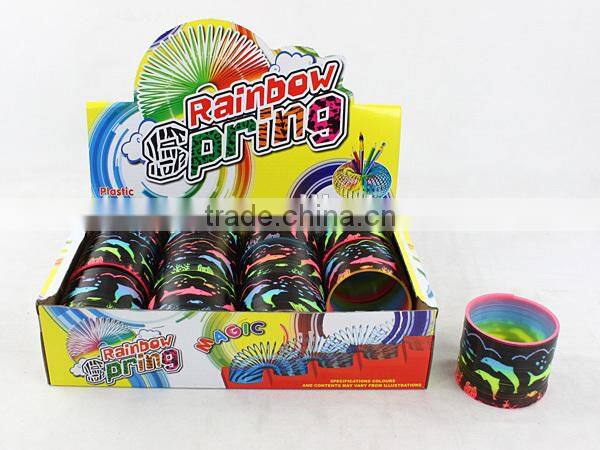 hot sale promotional plastic rainbow spring with printed dolphin toys for kids/promotional gift magic rainbow circle