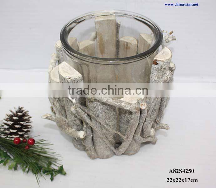 wooden christmas decoration lighted star