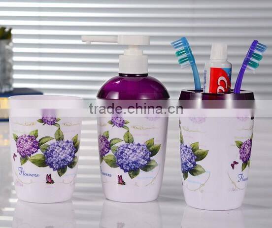 beautiful bathroom three set series/plastic toothbrush holders sets /Bath bottles toothbrush cup soap box