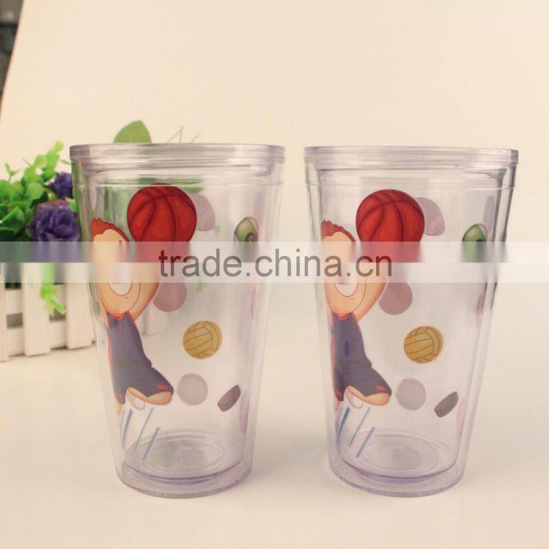 food grade material PS party glass with straw for promotional