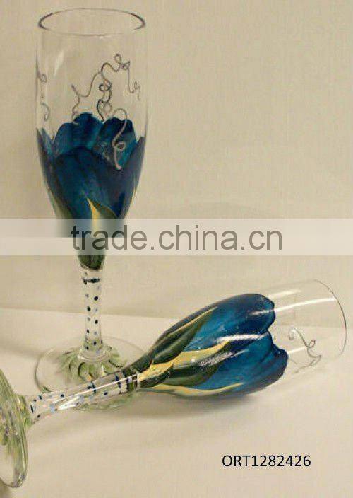 hand painted wine glass