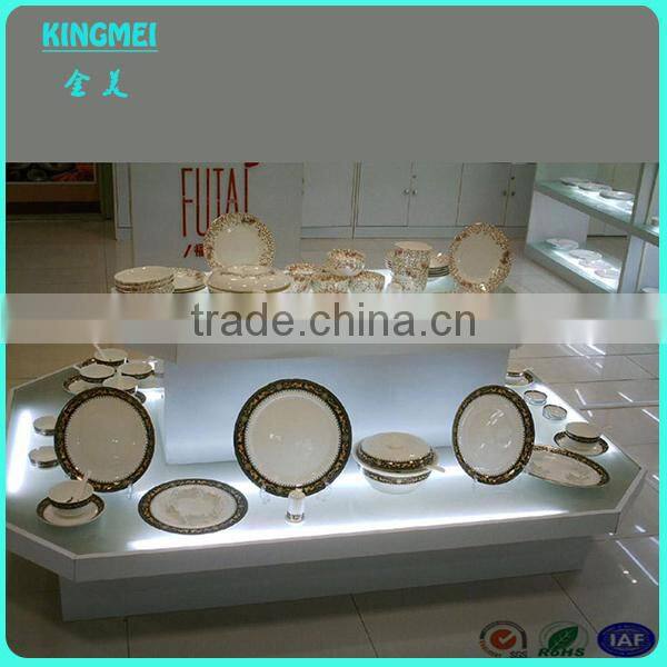 LED White acrylic plate display cases and dish display fixture