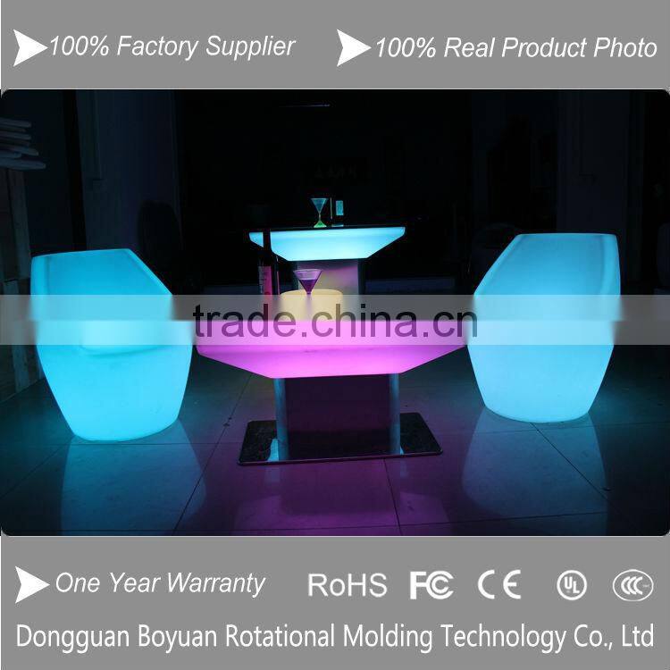 Outdoor rechargeable LED glow furniture with aluminum base
