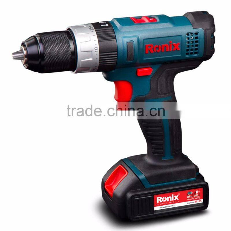 Ronix New model Cordless driver drill 16V Li-ion 1.5Ah model 8616K water proof motor