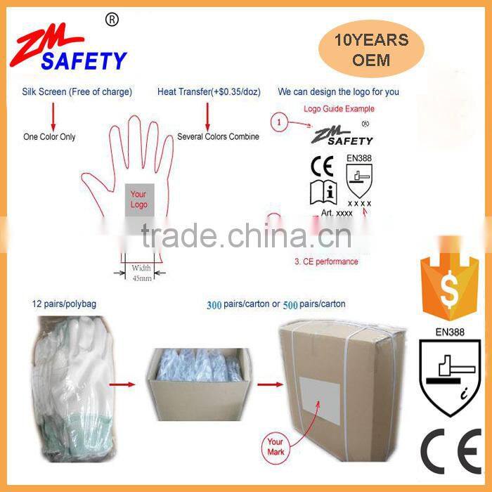 General Purpose Work Safety Orange PU Hand Gloves with Seamless Knitted Shell