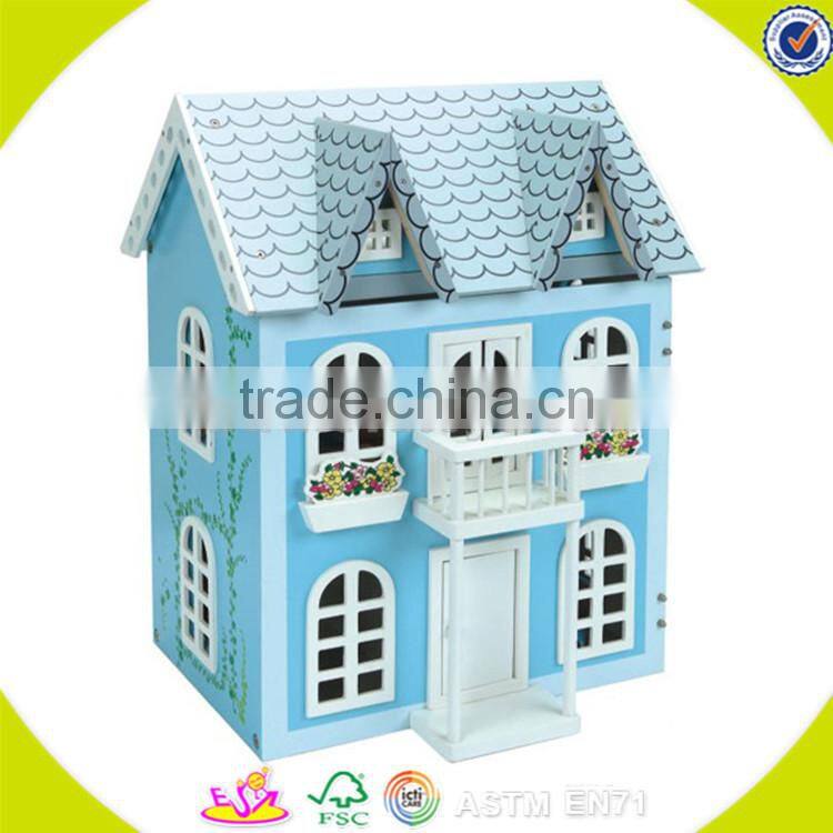Wholesale beautiful pink wooden castle dollhouse toy fashion wooden castle dollhouse toy hot wooden castle dollhouse toy W06A054