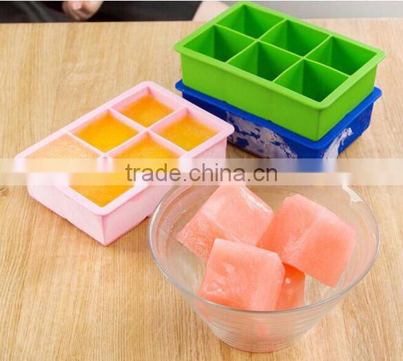 Summber Ice Cube tools 6 Cavity Silicone Square Ice Cube Tray