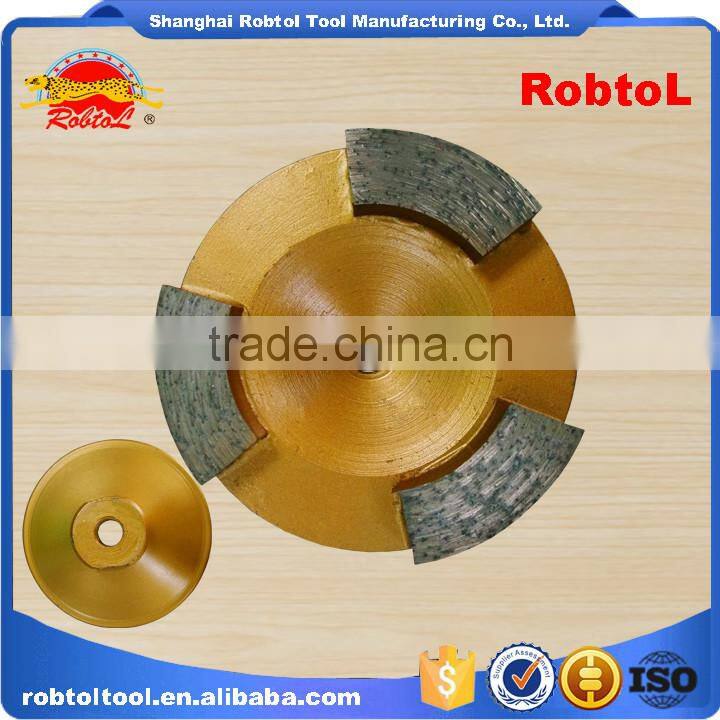 70mm three 3 segment diamond grinding wheel abrasive polishing disc for concrete granite marble double cup wheel