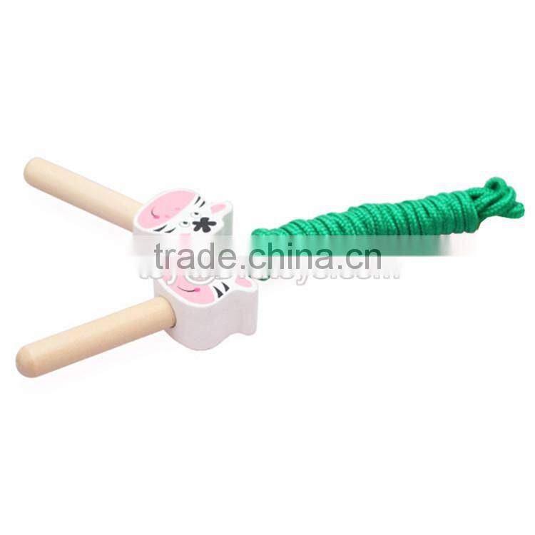 Wholesale cheap cartoon wooden multi-functional skipping jump rope for kids W01A120-S