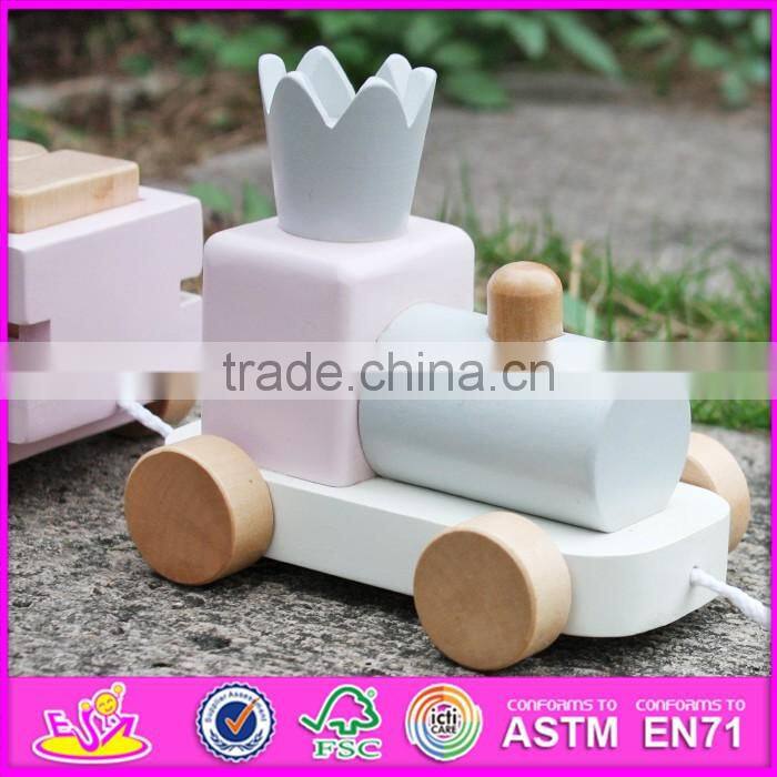2016 new design wooden train pull toys for toddlers W05C076