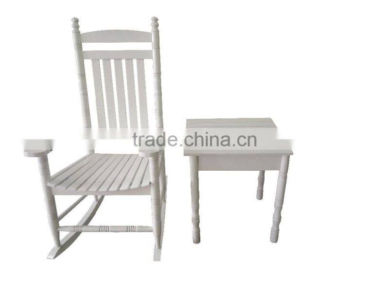 Manufacturer directly supply the set of wooden rocking chair and table for hot sale