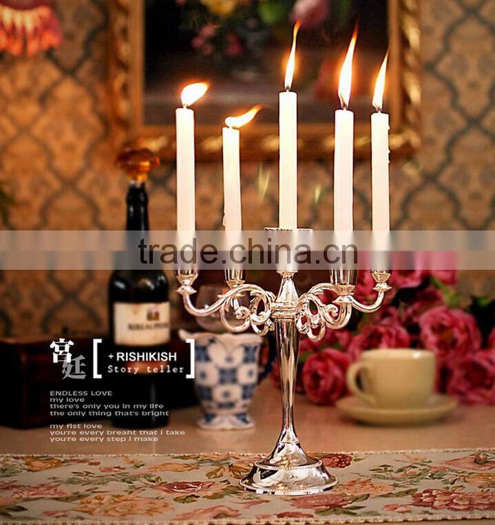 Silver plated metal candle holders candlestick for wedding decoration candelabra Valentine's Day Gift