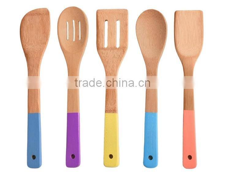5 Piece Bamboo Utensil Set colorful / Wholesale Holiday gift