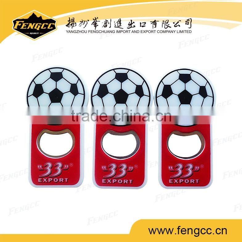 Promotion customized logo beer bottle opener with football shaped