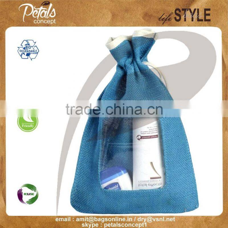 Ideal for cosmetic, gift, packaging, promotion and jewelry packaging jute bag