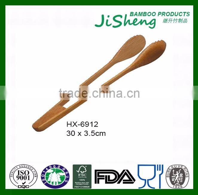 Utensil Sets LFGB,FDA Bamboo BBQ Utensil Tongs Salad Serving Tongs