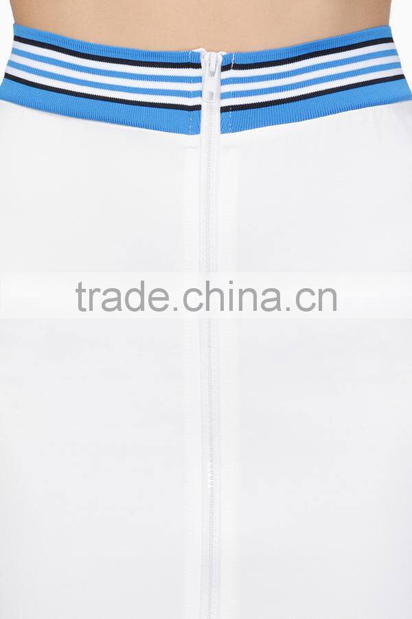 pinstripe wasit front zipper short white tight heritage skirts