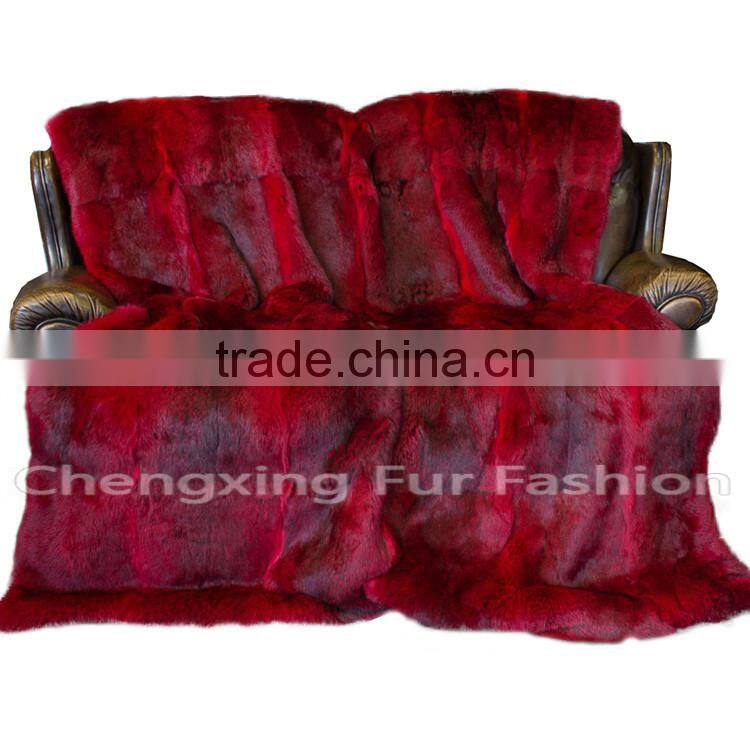 CX-D-08G Nice Good Quality Custom Made Genuine Rabbit Fur Throw Blanket