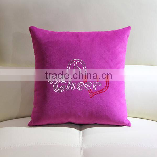 Cheer heart rhinestone transfer throw pillow wholesale
