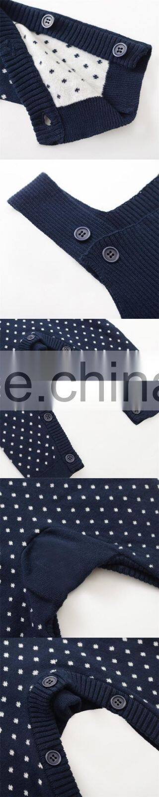 Hot sales 100% organic cotton sleeveless rompers knitted blue baby jumpsuit