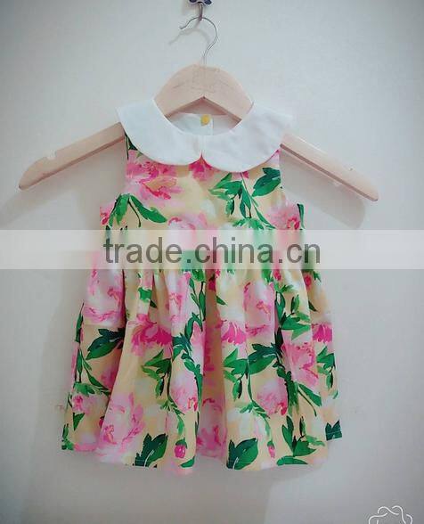 New Design Baby Princess Dress Infant Girl Plain White Wear Ruffle Sleeve Baby Boutique Clothing