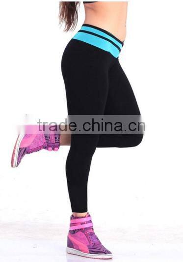 3/4 Length block color mixed design Women's Tights Capri Leggings for running yoga excersize dancing
