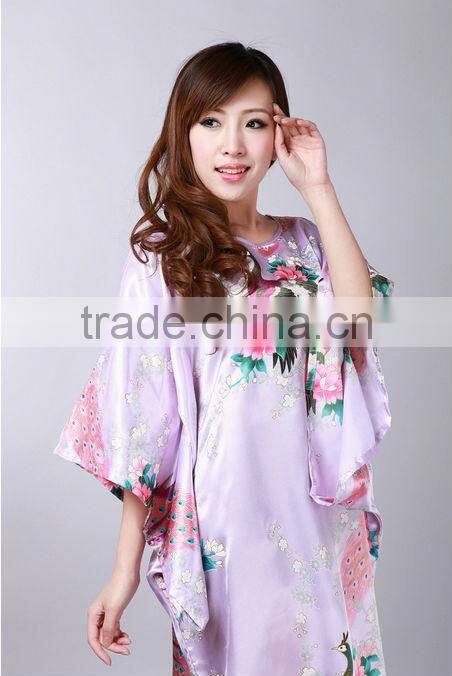 New Style Women Peacock Satin NightGowns,Satin Night Dress NG007