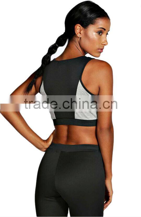 Woman fashion yoga wear nylon spandex wicking fabric yoga tank top sport