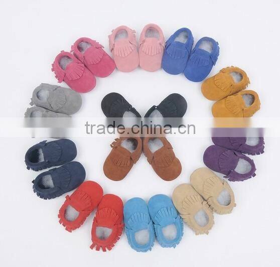 High quality suede leather moccains for baby, prewalk leather moccains