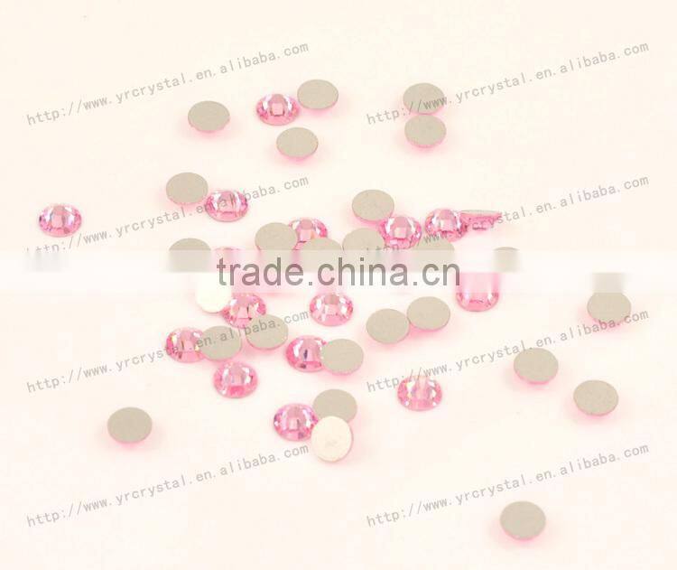Round shape light rose color silver foiling rhinestone flat back crystal beads